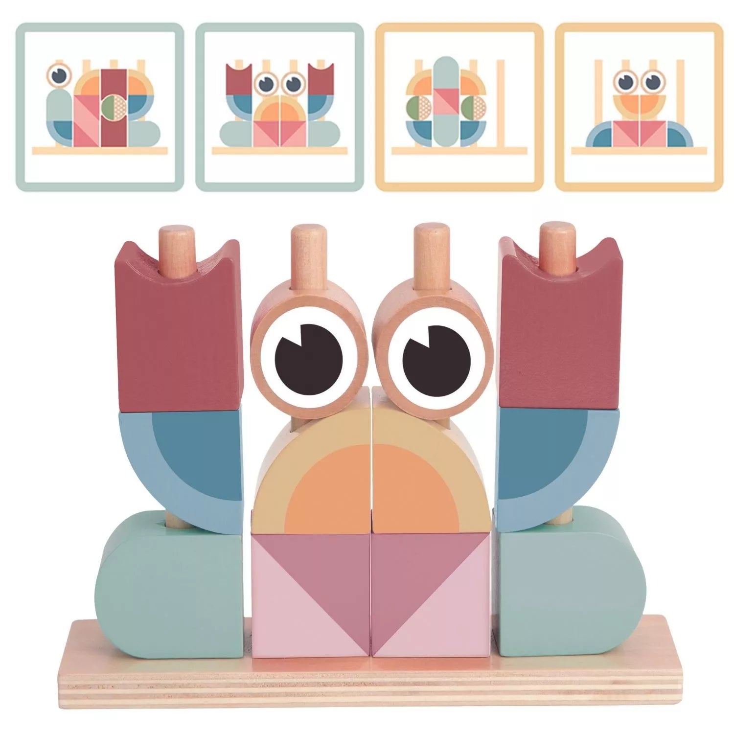 TOOKY TOY medinis krabo dėlionės kaladėlių rinkinys, pastelinės spalvos